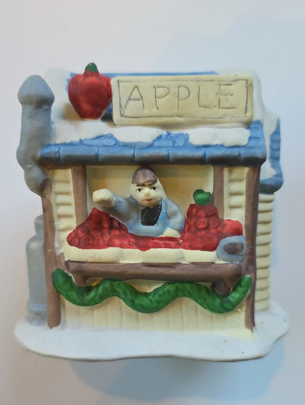 Vintage 1990 Rex & Lee Ceramic Christmas Village Apple Stand